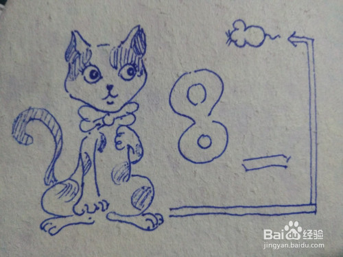 怎样画有卡通猫班标的绘画过程