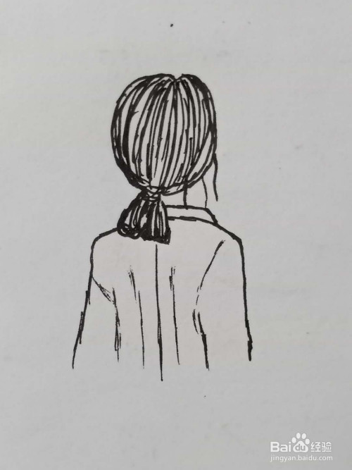 画女孩背影的的头发的部分.