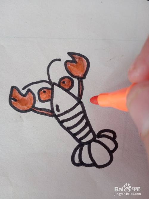 大龙虾的儿童画可以怎么画