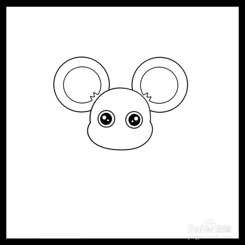 如图,接着画出小老鼠眼睛的轮廓.