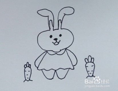 儿童简笔画:如何一步一步画小兔子收胡萝卜