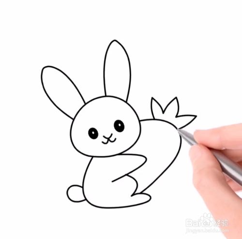手工/爱好 书画/音乐5 再画出小兔子怀里的胡萝卜,如下图所示.