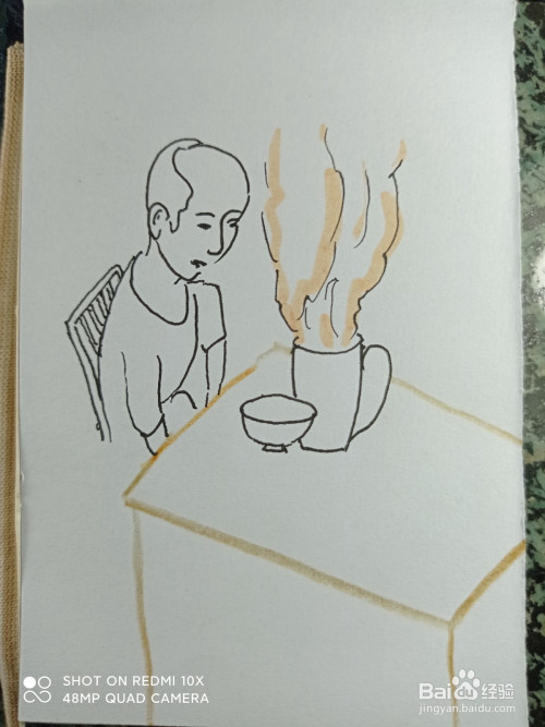 怎样画简笔画准备喝水的爷爷?