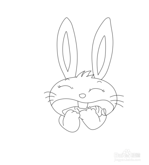 简笔画--q版大口吃胡萝卜的兔子