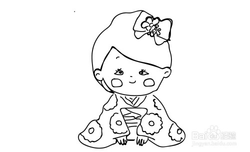 和服小孩的卡通画