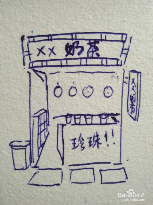 奶茶店简笔画