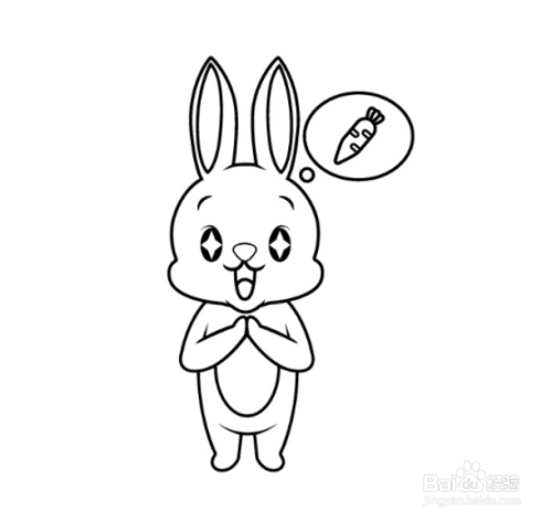 如何手工画想吃红萝卜的兔子简笔画?