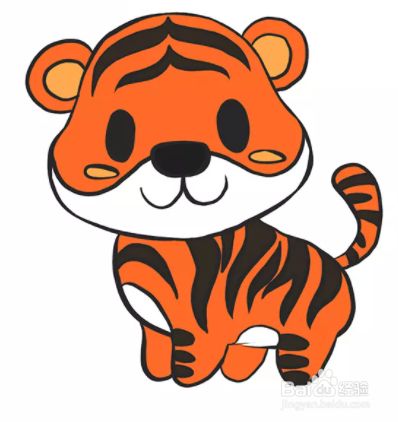为卡通老虎涂上颜色.你可以把你的老虎染成黑色和橙色或黑色和白色.