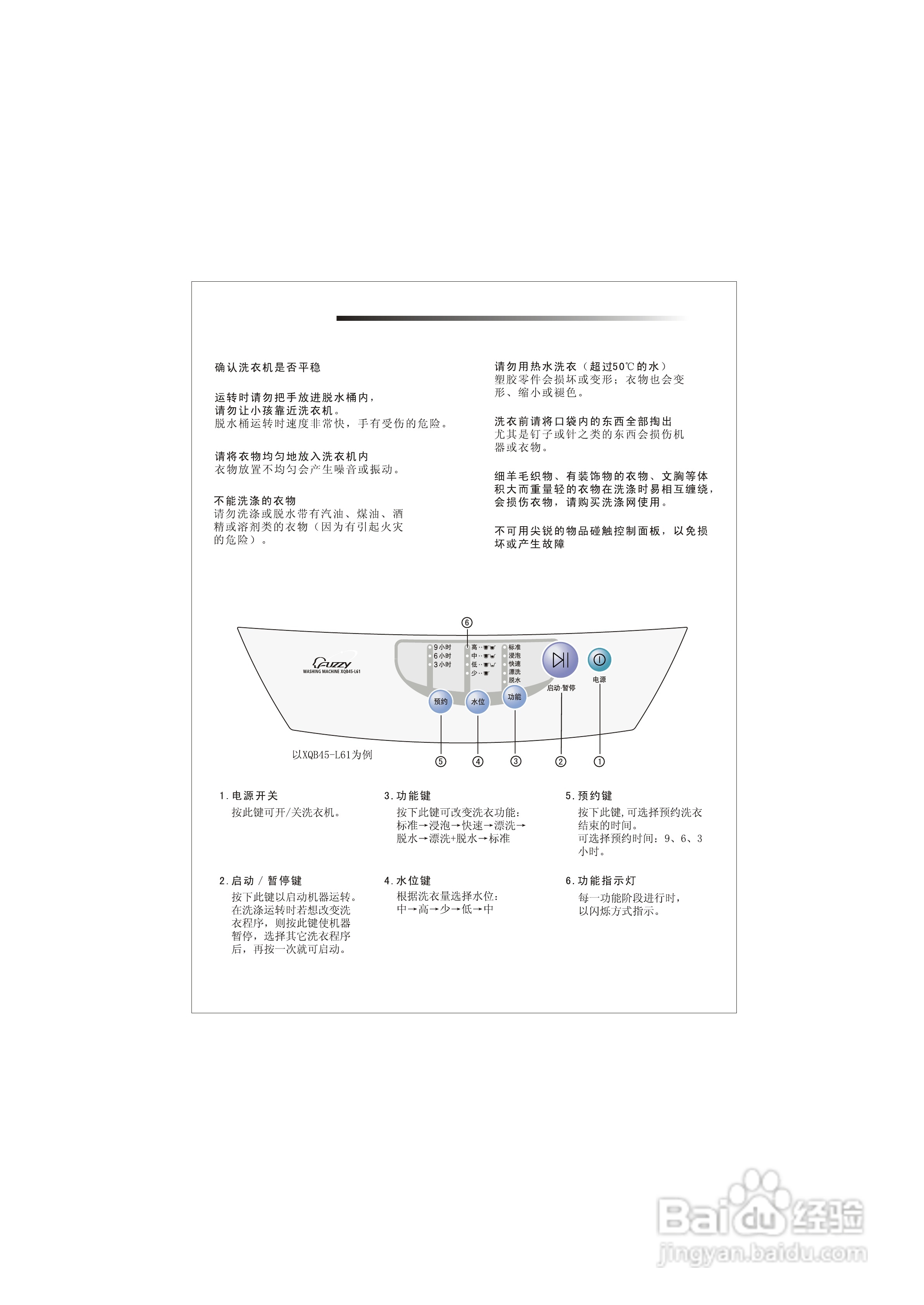 三星xqb45-l61全自动洗衣机使用说明书