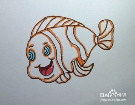 儿童简笔画:小丑鱼的画法