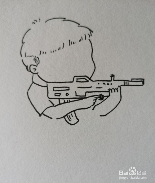 怎样画简笔画—玩玩具枪男孩头像