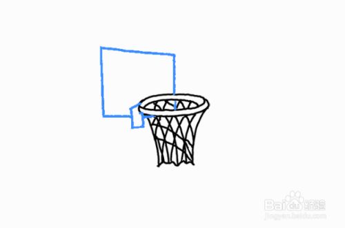 画一个倾斜的正方形,然后画出篮球篮筐的组件.