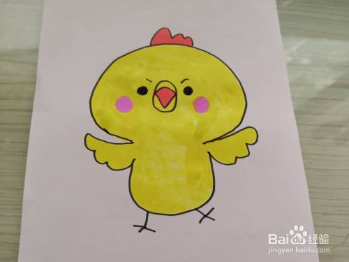 怎么画一个张开翅膀的小鸡形象