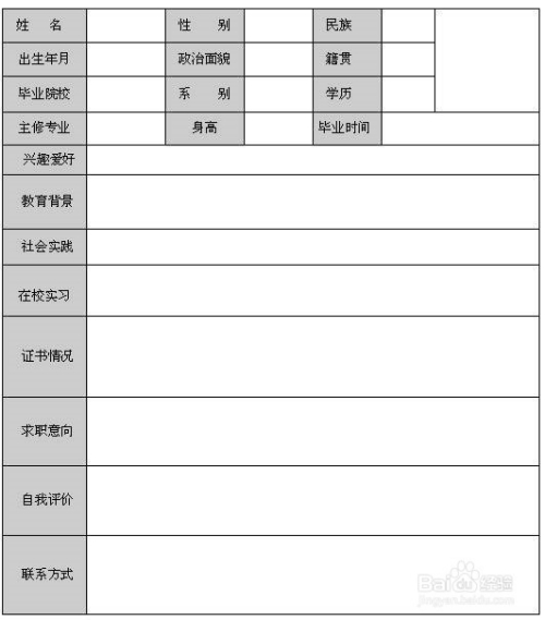 数控技术应用中专生个人简历表格怎么写法