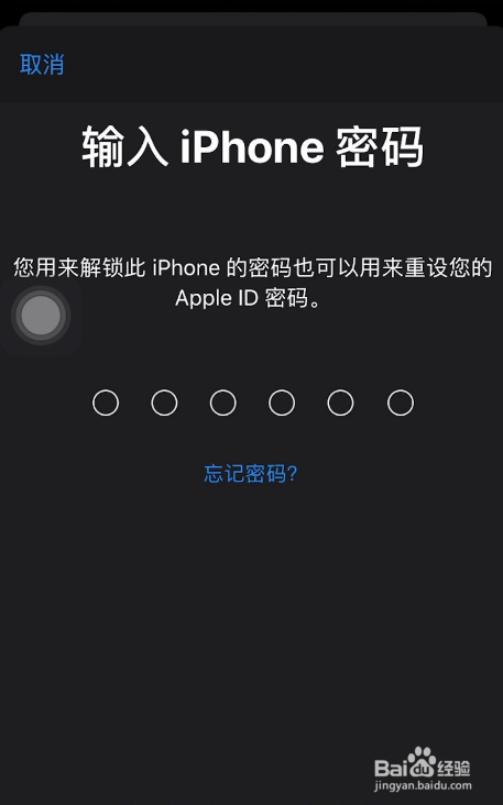 接下来输入iphone密码解锁,并进入重置apple id密码的界面.