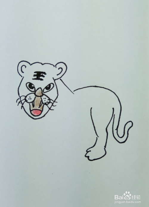 手工/爱好 > 书画/音乐  1 在白纸上用线条和曲线画出老虎的眼睛,鼻子