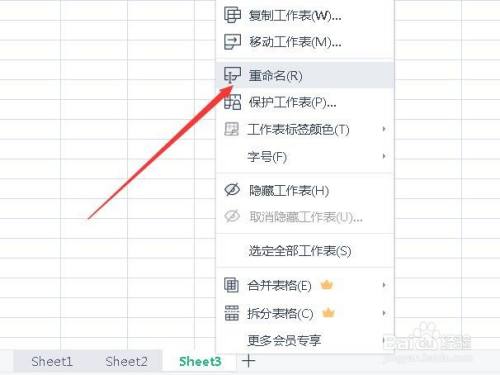 表格中如何给工作表重命名?