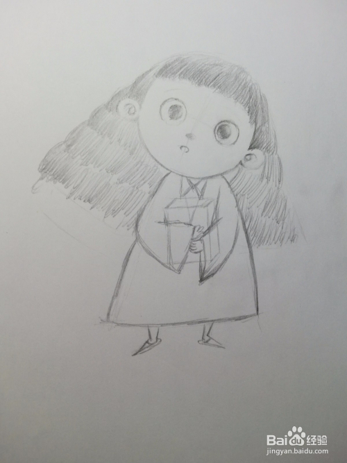 《好奇的女孩》儿童插画素描画法