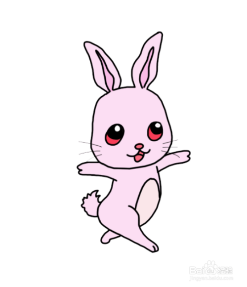 最后我们简单涂个颜色~涂个粉色的小兔子.