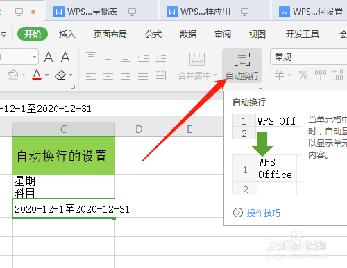 wps2019 第十二课 怎样设置单元格自动换行格式