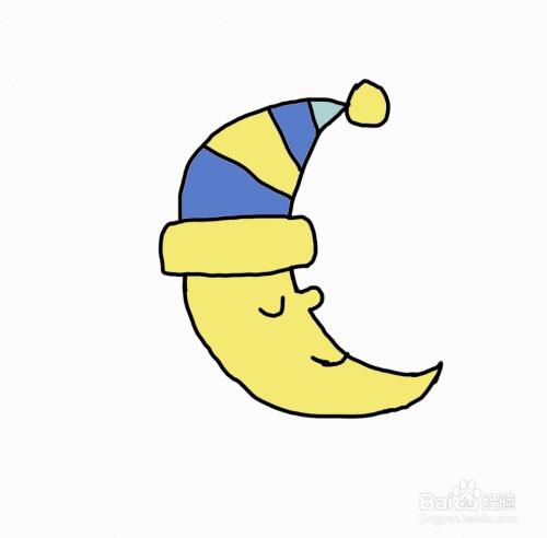 怎么画彩色简笔画卡通形象的月亮?