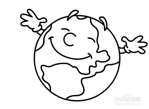 地球日保护地球简笔画