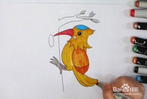啄木鸟怎么画