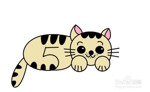 用数字500画小猫简笔画教程