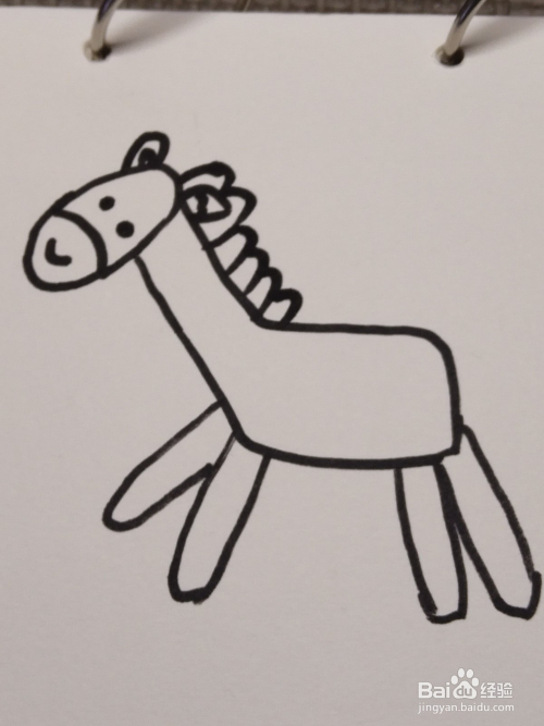 怎么画简笔画卡通动物之小马