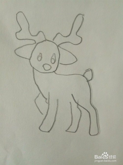 有关圣诞节的简笔画(驯鹿)怎么画?
