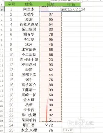 excel表格如何利用公式进行排名?