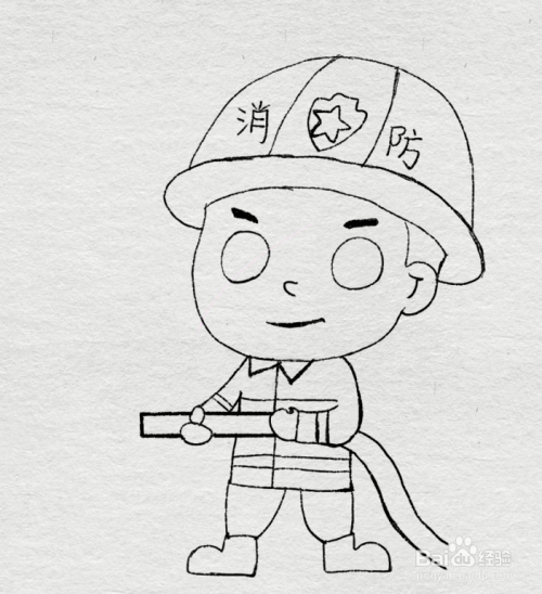 简笔画--如何画消防员叔叔的简笔画