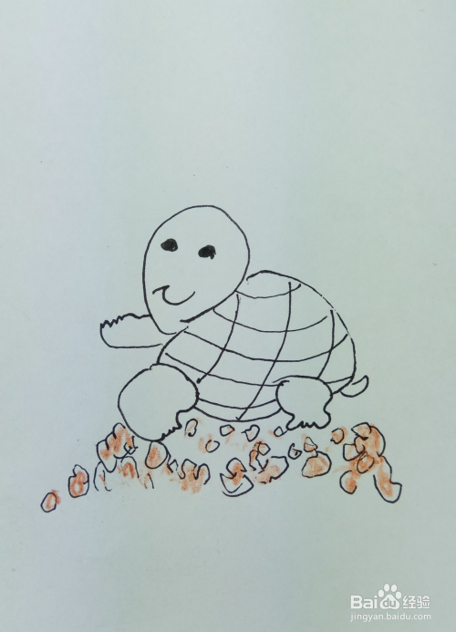 怎样画简笔画"爱玩实蛋的小乌龟"?