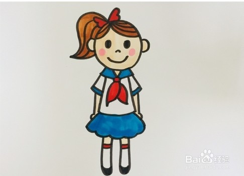 简笔画系列-怎样画扎高马尾的女生简笔画