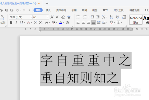 wps文档如何做到一页纸打印一个字