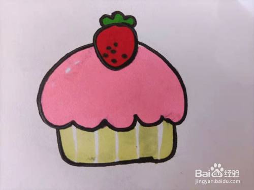 怎么简单画草莓蛋糕?