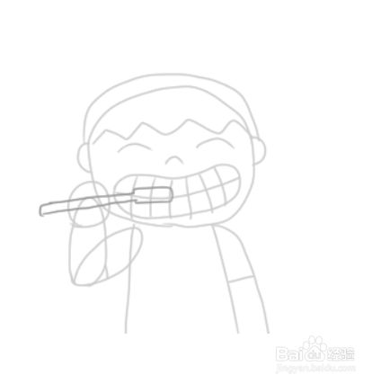 如何简单地绘制孩子刷牙