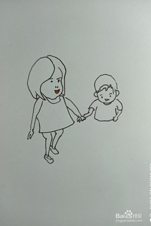 怎样画简笔画相亲相爱的姐弟俩?