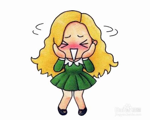 漂亮的黄头发女孩的简笔画