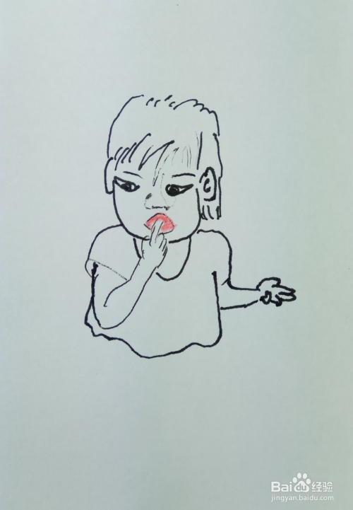 怎样画简笔画宝宝爱吃手指头?