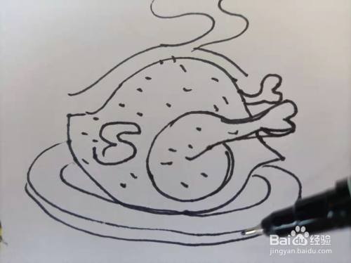 烧鸡简笔画怎么画?