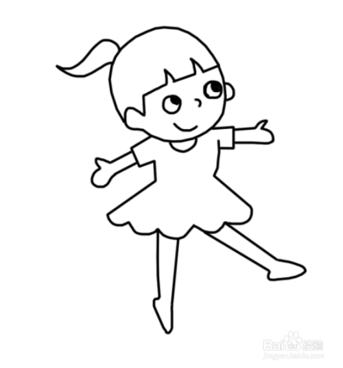 人物简笔画:跳舞的小女孩