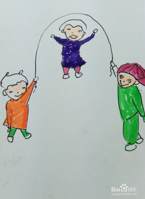 怎样画儿童简笔画"跳大绳"?