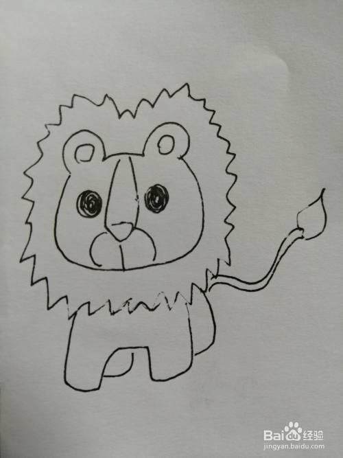 简笔画可爱的小狮子就画好了.