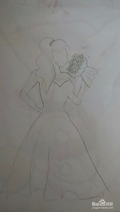 多妈简笔画礼服女孩