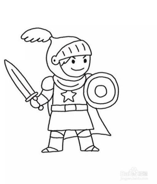 画古代战士的儿童卡通简笔画教程
