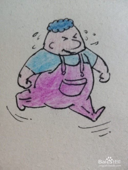 怎么画跑步的胖子简笔画