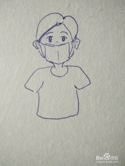 小朋友戴口罩的简笔画