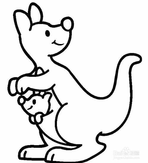 袋鼠妈妈和袋鼠宝宝的简笔画