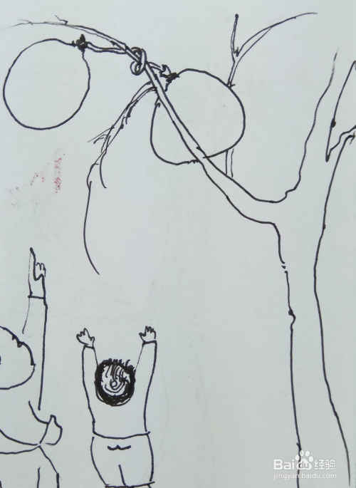 怎样画简笔画"气球挂在树上了"?
